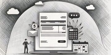 A series of dashboards of shopify options popping up next to a man