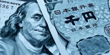 American currency and Japanese currency up close