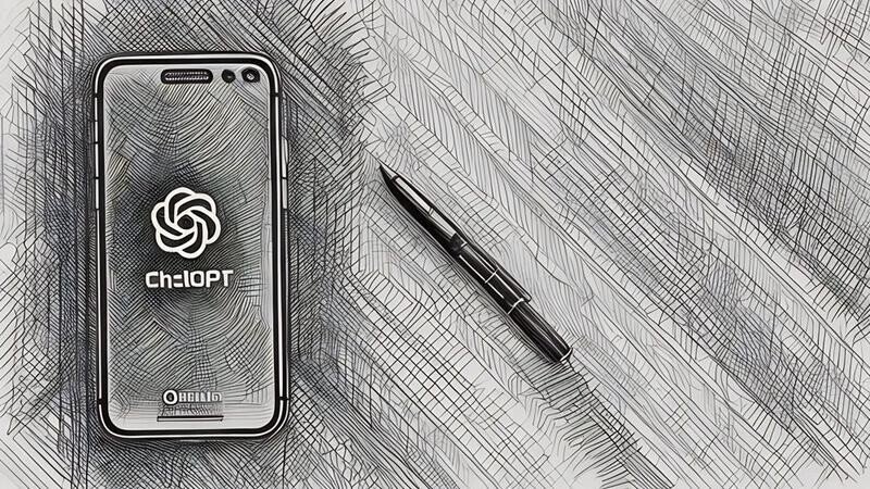 ChatGPT on a phone next to a low-tech pen