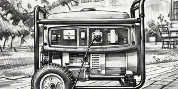 A fuel generator sitting in the back of a house