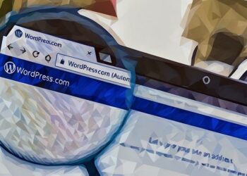 A magnifying glass enlarging the name of the website named Wordpress.