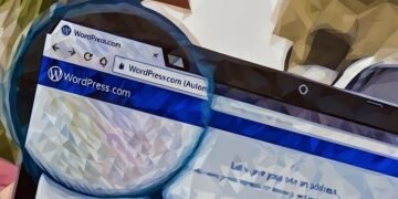 A magnifying glass enlarging the name of the website named Wordpress.