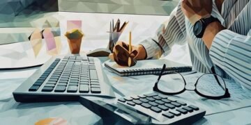 Bookkeeper or financial inspector hands making report, calculating. Home finances, investment, economy, saving money or insurance concept