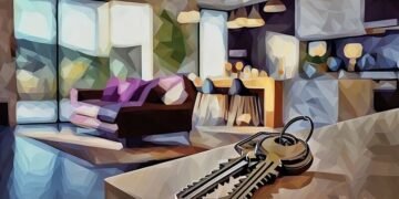 Keys sitting on the table in a new house