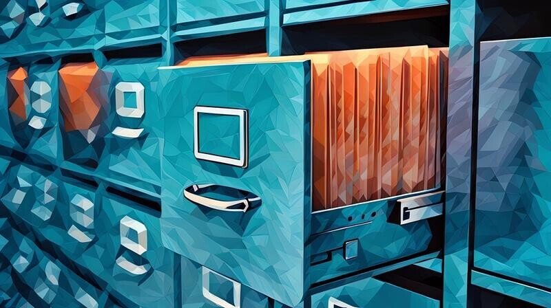 A filing cabinet draw open, as a metaphor for an organised link structure that enables exceptional SEO results