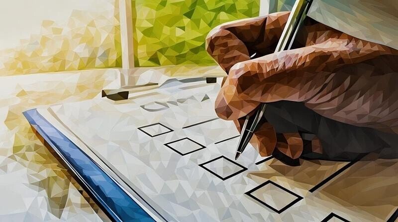 A checklist being checked by a pen
