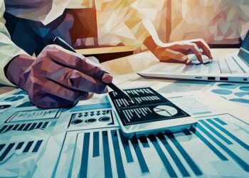 A business person using charts to assess possible finance options including loans