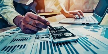 A business person using charts to assess possible finance options including loans