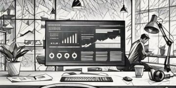 An HR manager looking at analytics on their computer
