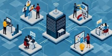 A server hub linking together different teams digitally