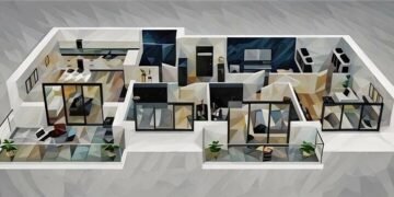 A 3d model design of a new flat in a newly constructed building