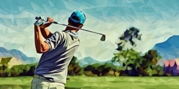 A golfer hitting a hole in one, showing his success