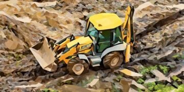 A JSCB 3CX digging a ditch