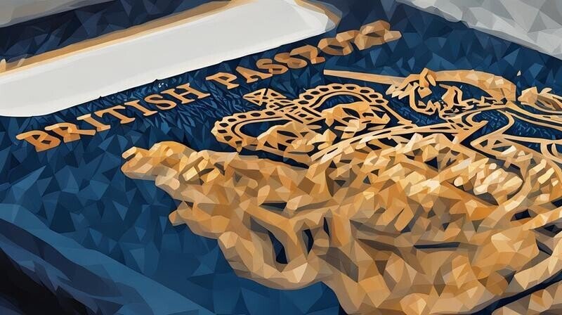 A blue British passport up close