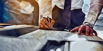 An investor signing a contract for an angel deal