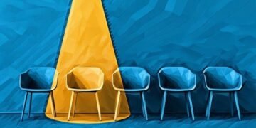 A series of chairs, with a spotlight on one, exampling the right option