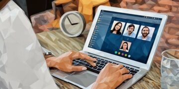 Having a remote meet via a virtual meet on laptop