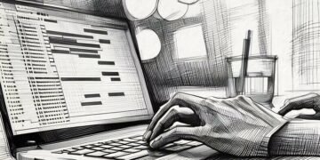 A person editing a spreadsheet on their laptop
