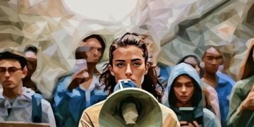 A GenZ woke activist on a speakerphone