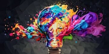 A lightbulb exploding with colour