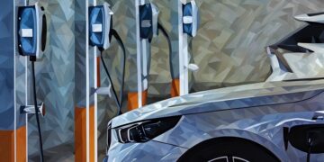 A BMW charging at an electric station