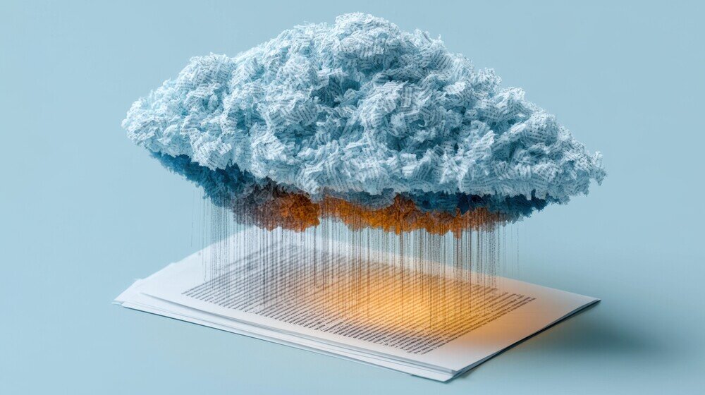 A cloud raining only of a document, exampling a flaw in contract construction